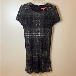 Betsey Johnson Black and Gray Fit & Flare Mini Dress